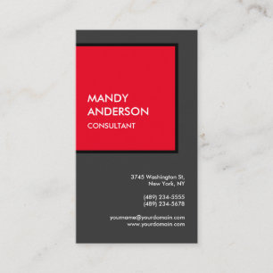 Carte De Visite Rouge gris vertical Attractif minimaliste moderne