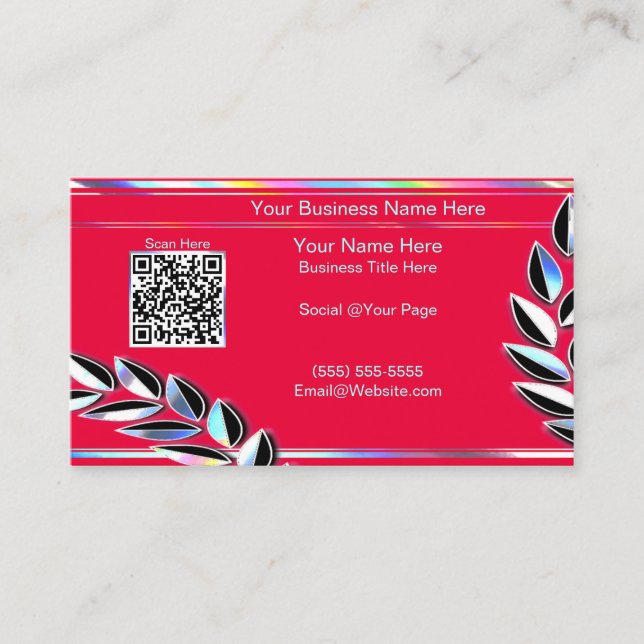 Carte de visite rouge holographique QR-Code (Devant)