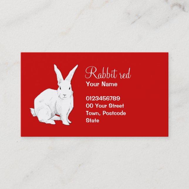 Carte de visite rouge lapin (Devant)