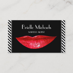 Carte De Visite Rouge Maquillage Artiste Parties scintillant Lipst