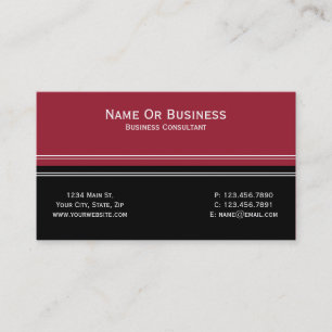 Carte De Visite Rouge Noir Colorblock Audacieux Professionnel