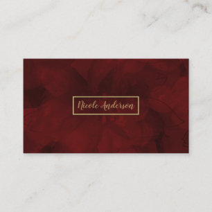 Carte De Visite Rouge Or Aquarelle Floral Glamour Élégant Moderne