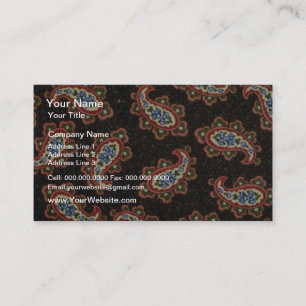 Carte De Visite Rouge orange et blanc Paisley avec les fleurs