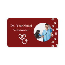 Carte de visite rouge personnalisable pour vétérin