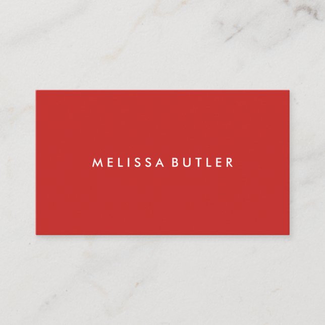 Carte De Visite Rouge professionnel minimaliste (Devant)