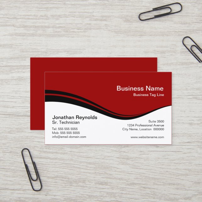 Carte De Visite Rouge professionnel moderne (Devant/Arrière en situation)
