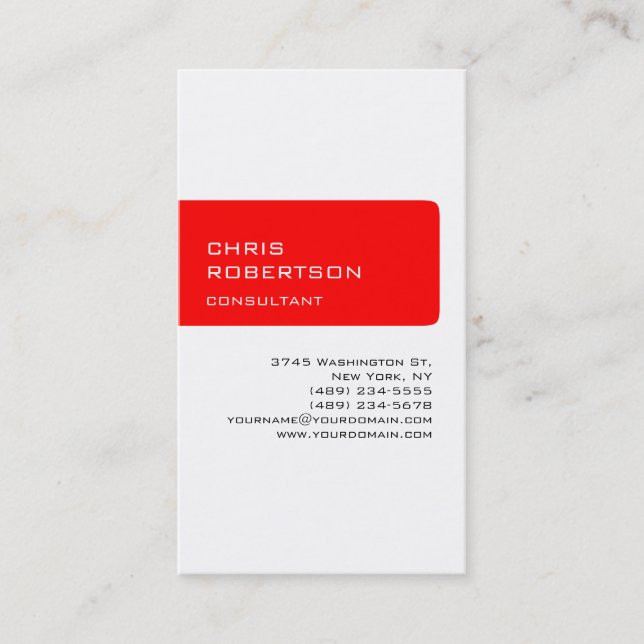 Carte de visite rouge rouge blanc vertical (Devant)