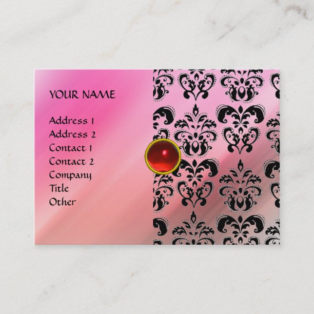 Carte De Visite ROUGE RUBY MON, ROSE DAMASK SILK, violet fuchsia (Devant)