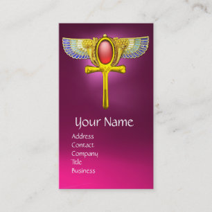 Carte De Visite ROUGE TALISMAN/ÉGYPTIEN FEU ANKH CORNUCOPIA rose