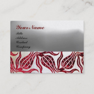 Carte De Visite ROUGE VELVET TULIP MONOGRAM Bourgogne blanc perle