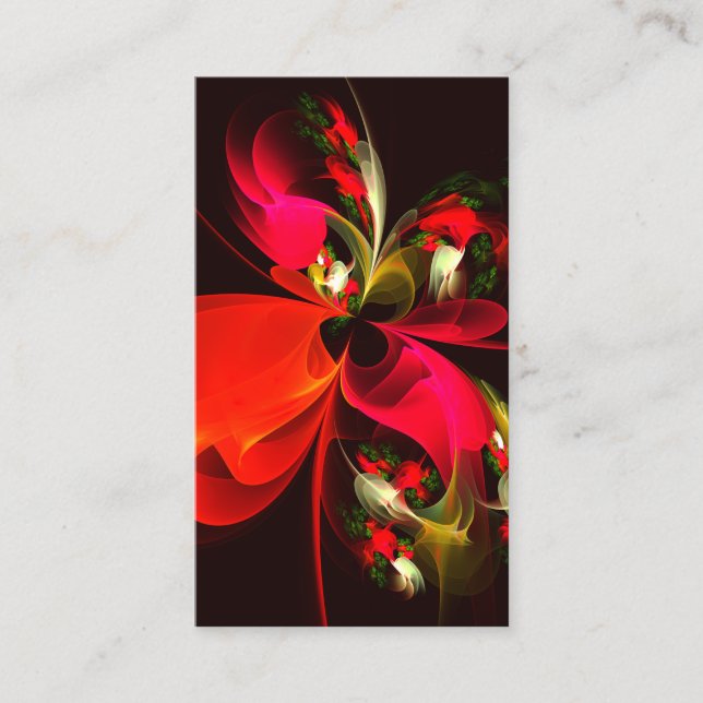 Carte De Visite Rouge Vert Floral Moderne Art Abstrait Motif #02 (Devant)