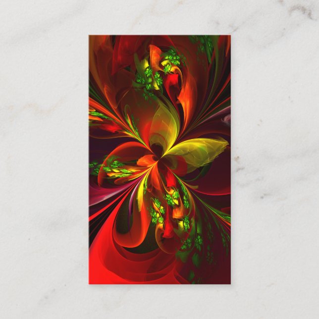 Carte De Visite Rouge vert moderne Floral Abstrait Art Motif #05 (Devant)