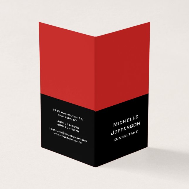 Carte De Visite Rouge Vertical Noir Abstrait Moderne Design tendan (Extérieur)