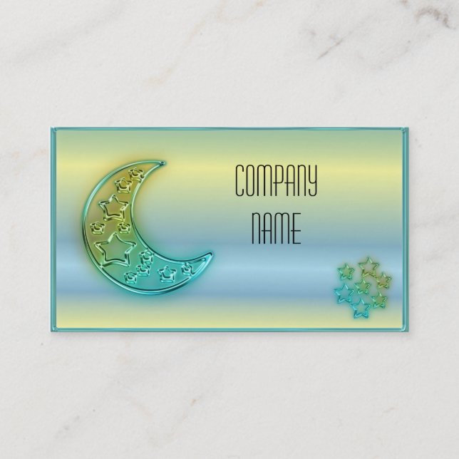 Carte de visite rougeoyant de lune et d'étoiles (Devant)