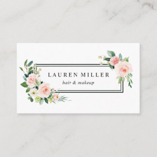Carte De Visite Rougissent la fleur rose d'aquarelle