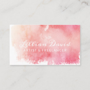Carte De Visite Rougissent le lavage pour aquarelle rose