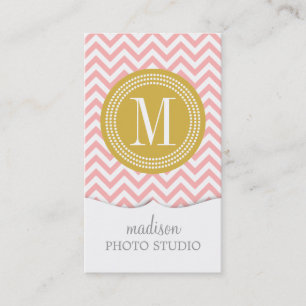 Carte De Visite Rougissent le monogramme personnalisé par zigzag