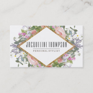 Carte De Visite Rougissent les fleurs florales géométriques