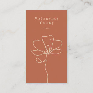 Carte De Visite Rouille minimaliste orangé fin art floral chic élé