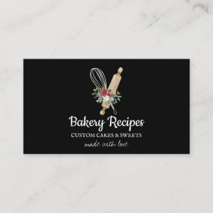Carte De Visite Rouleau à pâtisserie Black Whisk Boulangerie fait