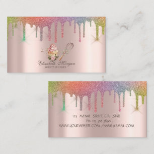 Carte De Visite Rouleau à pâtisserie Cupcake Floral Gouttes de cou