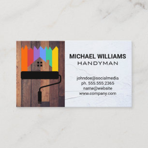 Carte De Visite Rouleau de peinture   Handyman   Bois   Mur empilé