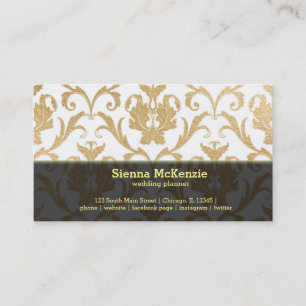 Carte De Visite Rouleau d'or mariage damassé planner