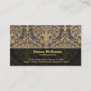 Carte De Visite Rouleau d'or mariage damassé planner