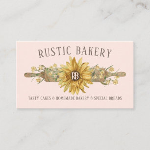 Carte De Visite Rouleau en bois rose blush Sunflower Bakery