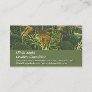Carte De Visite Rousseau Tropical Jungle Lion Peinture