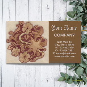 Carte De Visite roux rustique cowboy western country floral
