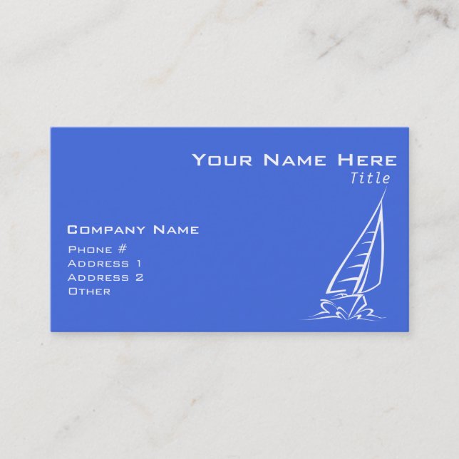 Carte De Visite Royal Blue and White Sailing; voilier (Devant)