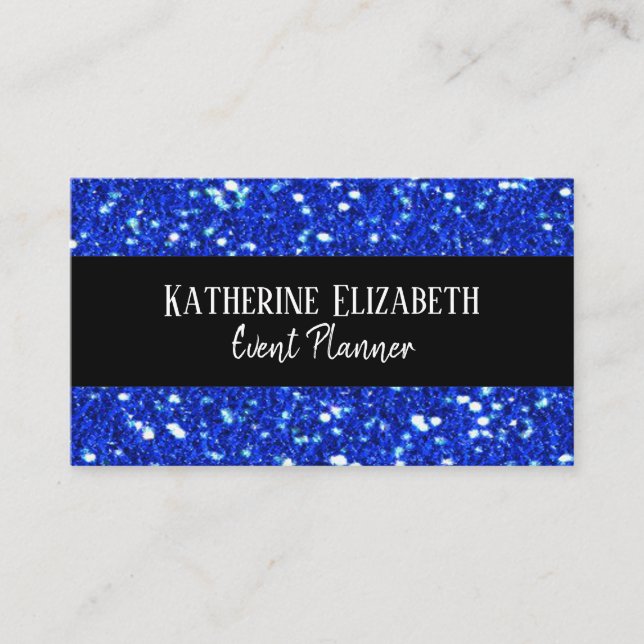 Carte De Visite Royal Blue Sparkly FAUX Parties scintillant Look (Devant)