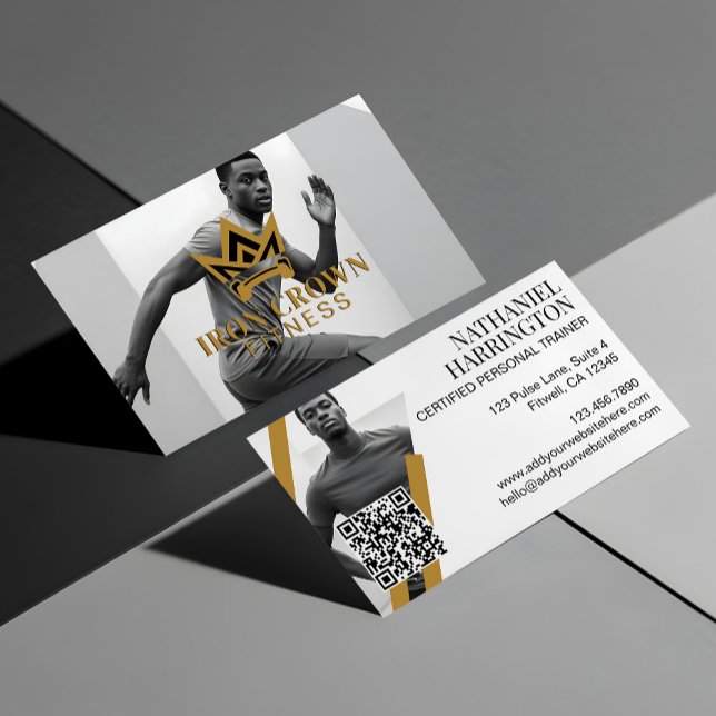 Carte De Visite Royal Crown Trendy Fitness Personal Trainer Photo  (Royal Crown Trendy Fitness Personal Trainer Photo Business Card)