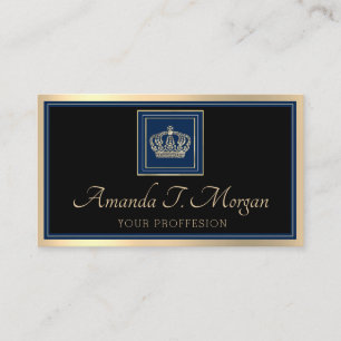 Carte De Visite Royal Event Mariage Golden Crown Frame Black Navy
