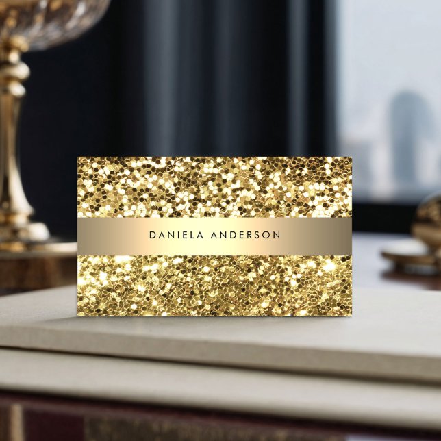 Carte De Visite Royal Gold Parties scintillant Luxueux code QR gla (Créateur téléchargé)