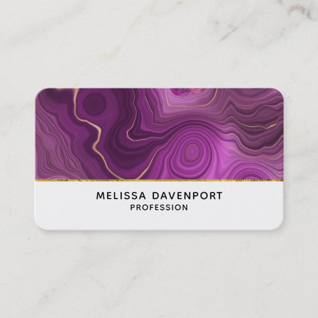 Carte De Visite Royal Purple Et Gold Agate Abstrait (Devant)