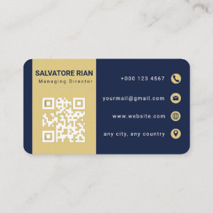 Carte de visite royale luxe bleu marine et or