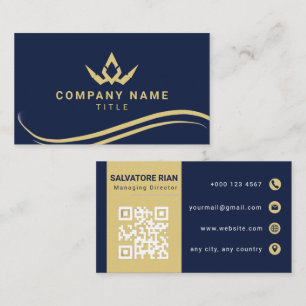 Carte de visite royale luxe bleu marine et or