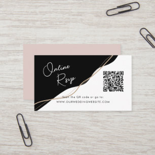 Carte De Visite RSVP en ligne QR Code noir et blanc site de mariag