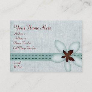 Carte de visite - ruban bleu et fleur