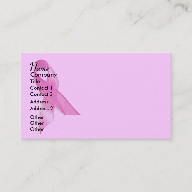 Carte De Visite Ruban de cancer du sein (Devant)