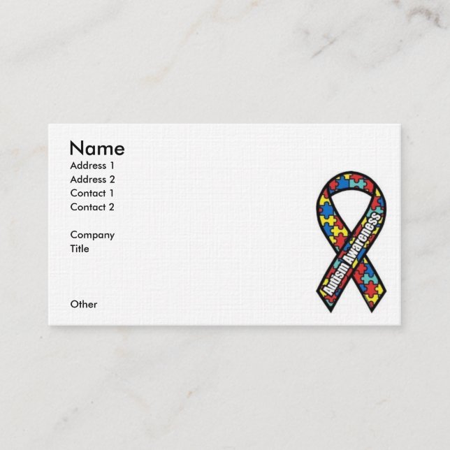 Carte De Visite Ruban de sensibilisation sur l'autisme (Devant)