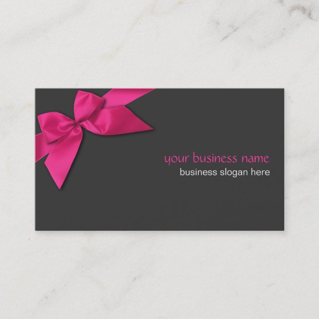 Carte De Visite Ruban simple simple de roses indien sur gris-foncé (Devant)