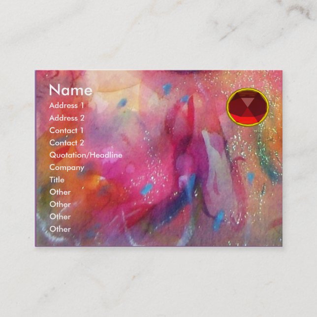 Carte De Visite RUBY ABSTRAIT, bleu rose vif (Devant)