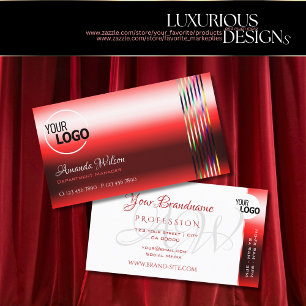 Carte De Visite Ruby Red Shimmer Look Heures d'ouverture Logo Mono