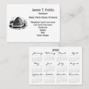 Carte De Visite Ruche et Abeilles & Calendrier de l'année 2026
