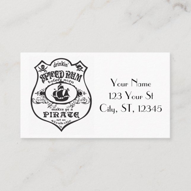 Carte De Visite Rum épicé Pirate Boisson Thunder_Cove  (Devant)