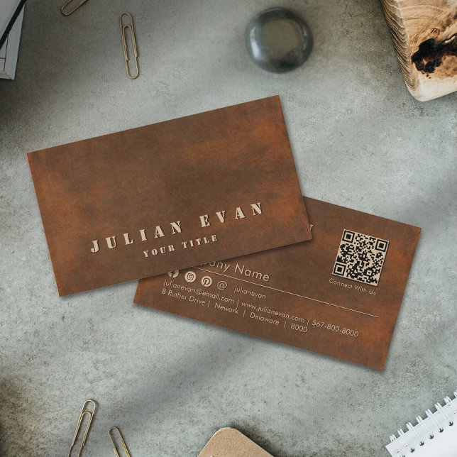 Carte De Visite Russe Brown acier en acier Téméraire Construction (Rustic Brown Iron Steel Bold Stencil Construction Business Card )