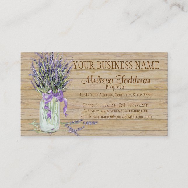Carte De Visite Russe Country Mason Jar French Lavender Bouquet (Devant)